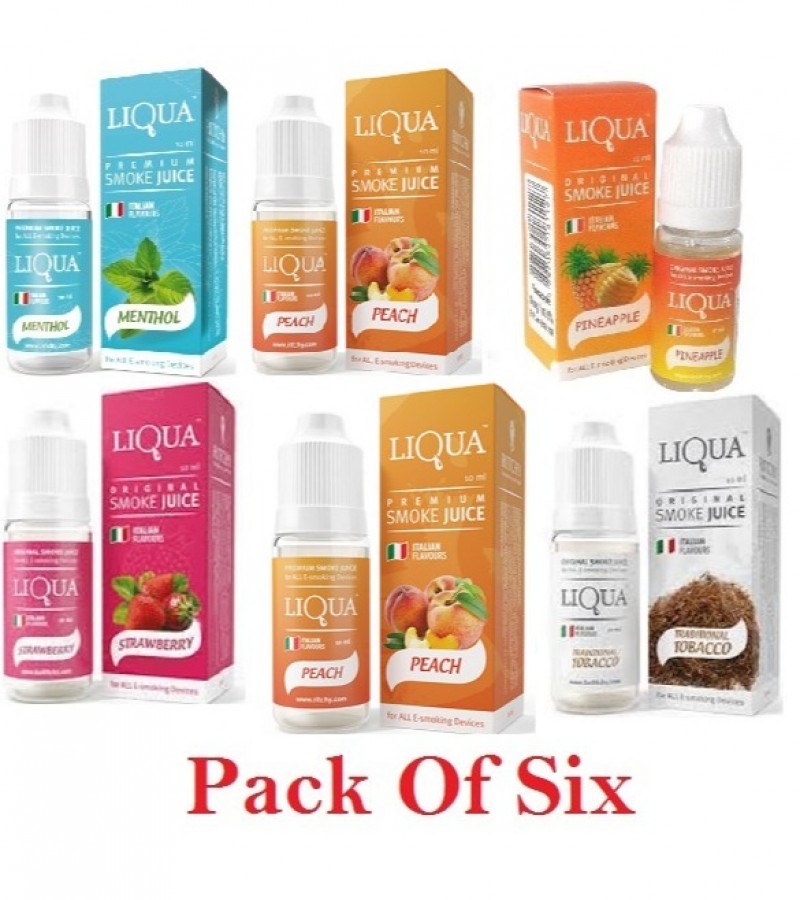 Pack Of Six Liqua Flavor Cloud E Liquid Juice Oil Vape Shisha