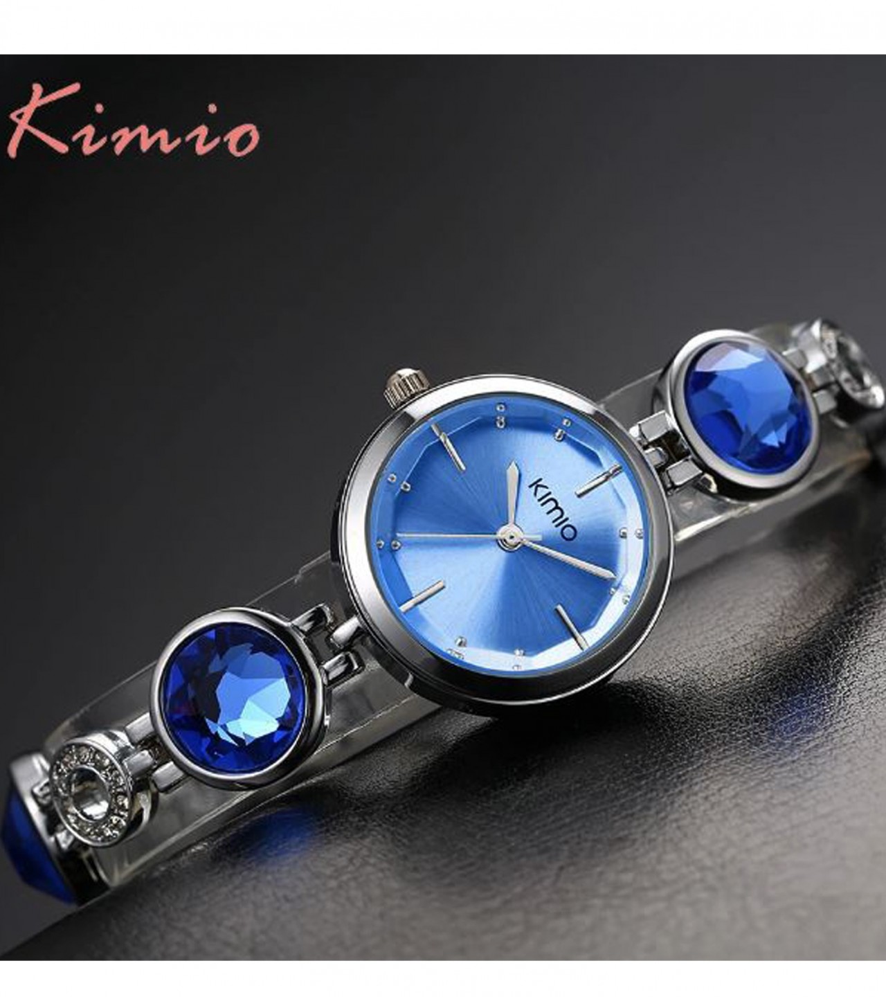 Fashion Crystal Stone Bracelet Watch For Women Girls Blue