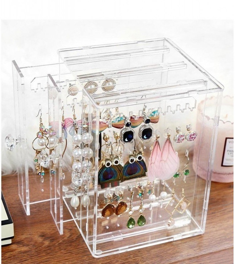 Generic Plastic Jewelry Organizer Box With Movable Earring Storage